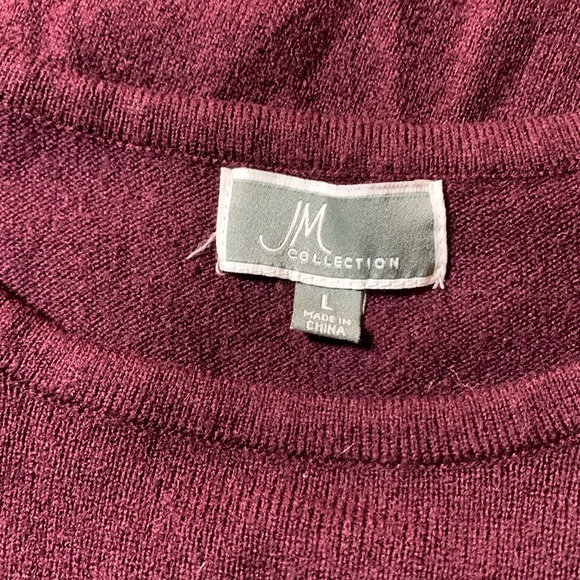 JM COLLECTION-women’s violet long sleeve button-cuff crewneck sweater - Picture 9 of 10